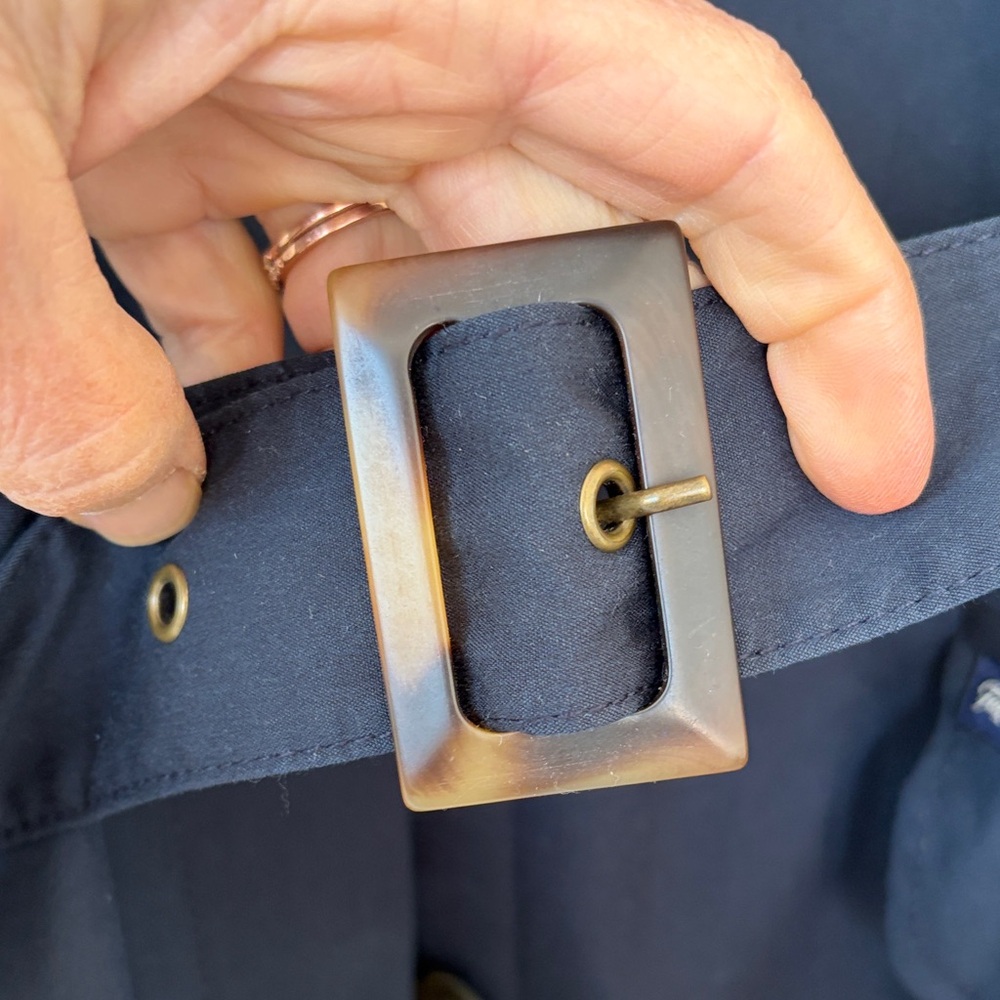 Faconnable Dark Blue Belted Trench Coat - Picture 15 of 15